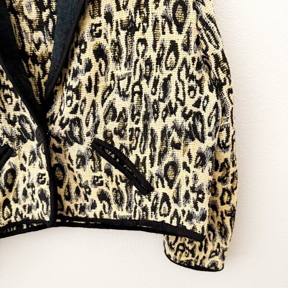 CASUAL CORNER & CO | Vintage Cotton Leopard Print Jacket Coat Thick | Size Large - Picture 4 of 6